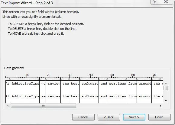 Dokumenttextdatei in Excel 2010-Arbeitsblatt importieren