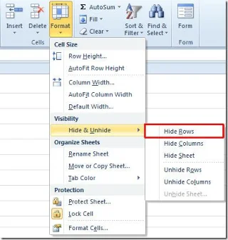 Excel 2010: Spalten, Zeilen, Blätter ausblenden/einblenden