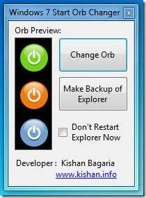 Windows 7 Orb Changer：更改開始按鈕