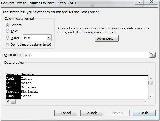 Excel 2010: Spaltendaten in zwei aufteilen [Zellen analysieren]