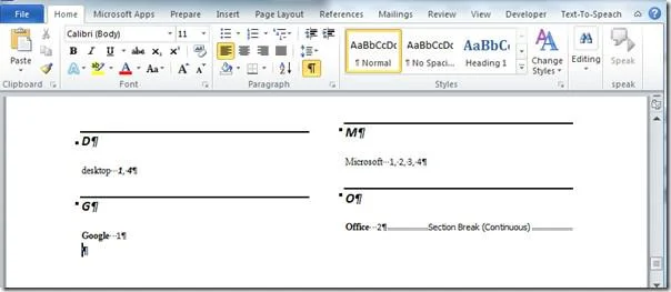 So indizieren Sie Word 2010-Dokumenttext