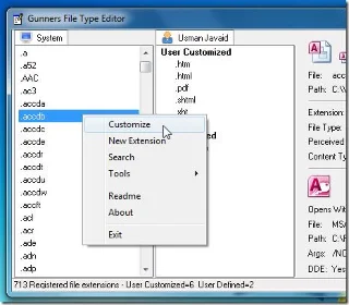 Editor de tipos de archivos de Gunner: Administrar extensiones y personalizar asociaciones