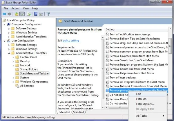 如何在 Windows 7 中停用固定工作列程序