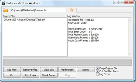 Cómo reparar un archivo de vídeo AVI al instante con DivFix++