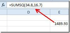 Excel 2010: SUMSQ-Funktion