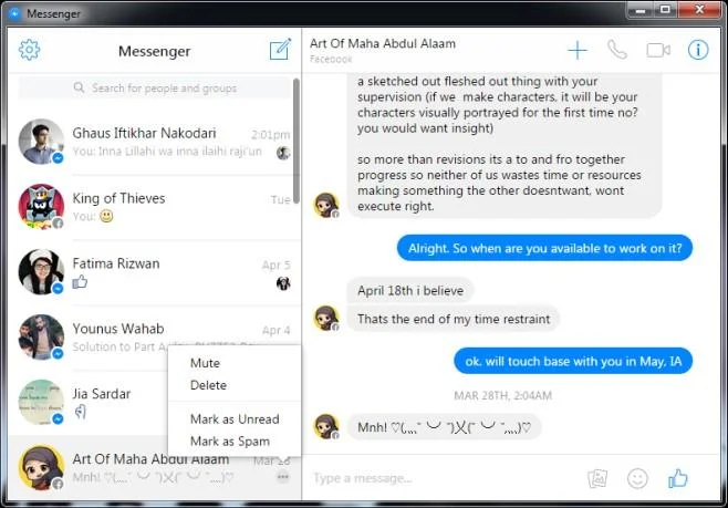 使用 Facebook 的基於 Web 的 Messenger 作為桌面應用程式