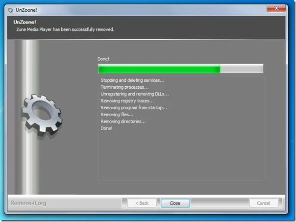 Eliminar el software Zune por completo