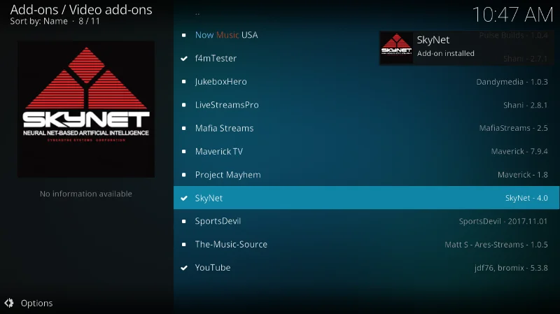 Дополнение SkyNet для Kodi — как установить SkyNet на Kodi