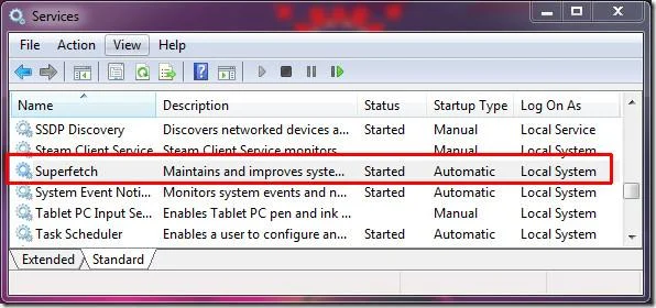 Deshabilitar SuperFetch de Windows 7