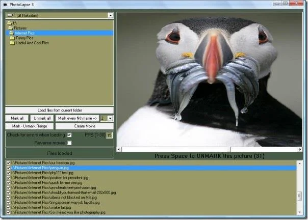 Crear un archivo de película AVI a partir de imágenes JPEG
