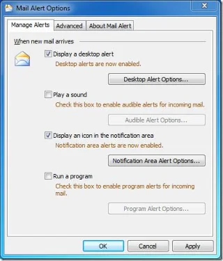 Mail Alert: E-Mail-Benachrichtigung für Outlook 2010