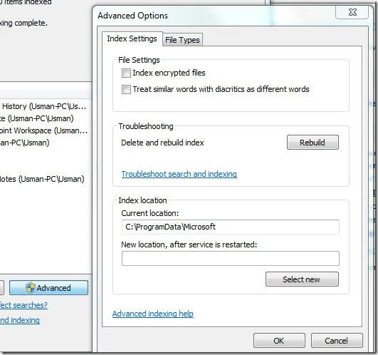 Outlook 2010-Suchindizierung