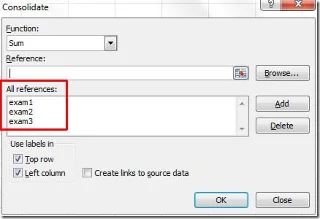 Unire fogli di calcolo utilizzando il consolidamento dei dati in Excel 2010