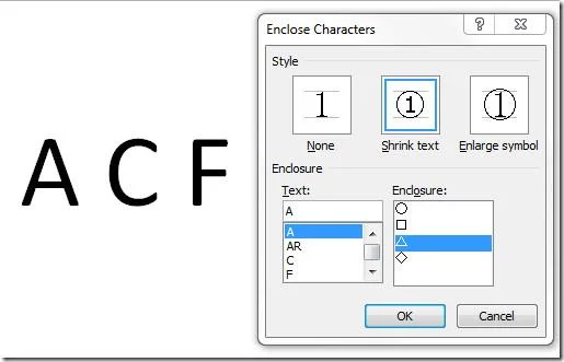Word 2010: Zeichen einschließen