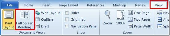 Word 2010: So lesen Sie im Vollbildmodus