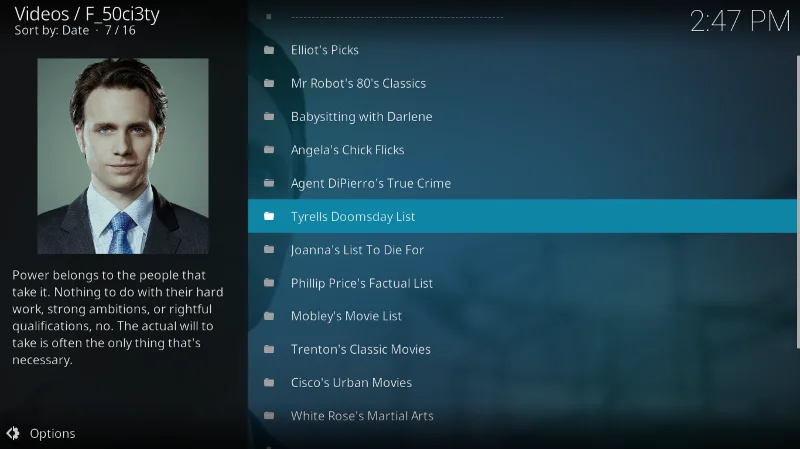 Componente aggiuntivo F_50ci3ty (Fsociety) per Kodi: installazione e funzionalità