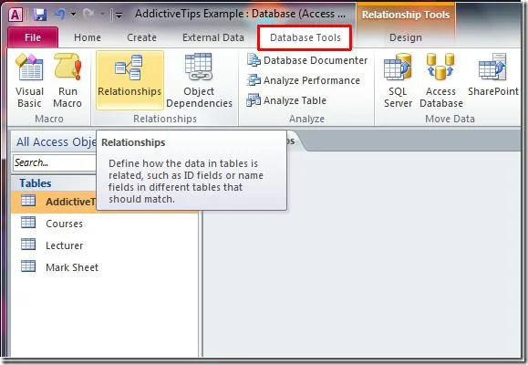 Access 2010: creazione di relazioni tra tabelle di database