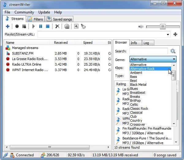 streamWriterでインターネットラジオ局から音楽トラックをダウンロードする
