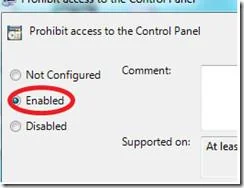 Disabilita/abilita l'accesso al pannello di controllo di Windows 7