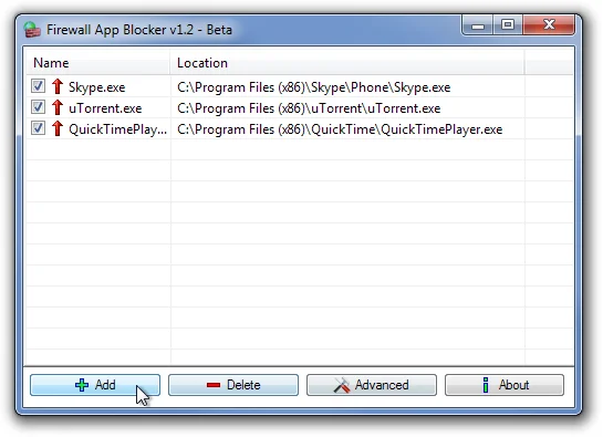 Bloqueador de aplicaciones de firewall: agregue aplicaciones a la lista de bloqueo de firewall mediante arrastrar y soltar