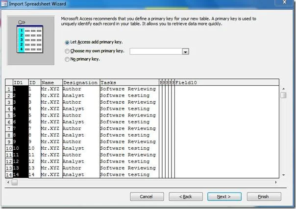 Access 2010: Importa foglio di lavoro da Excel 2010