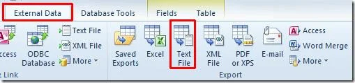 Tabelle in Access 2010 als Nur-Text exportieren