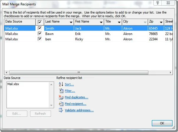 Seriendruck in Word 2010