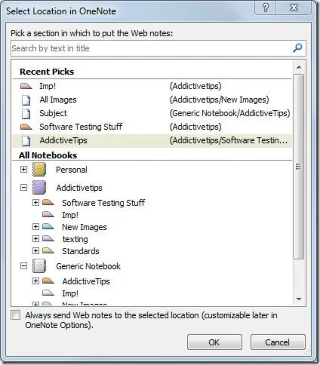 Интеграция с веб-браузером «Отправить в OneNote 2010»