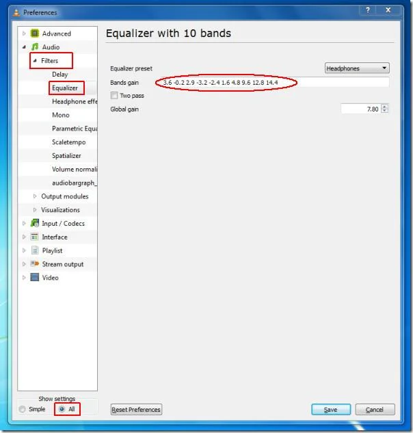 Cómo guardar la configuración de audio y ecualizador en VLC Player