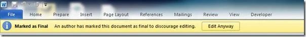 Preparare il documento Word 2010 per la distribuzione [Menu Prepara]