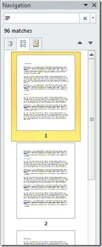Office Word 2010-Suche: Navigationsbereich