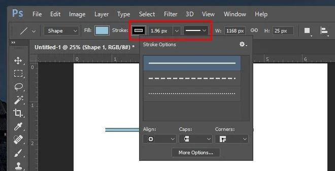 如何在 Photoshop 中為形狀和路徑添加虛線或點狀描邊