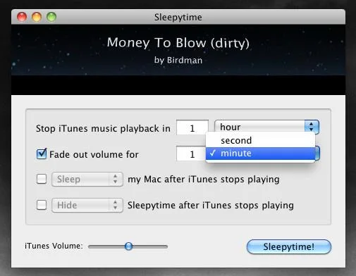 Interrompere automaticamente la riproduzione di musica da iTunes e spegnere il Mac