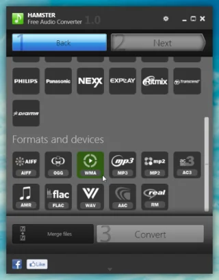 Convertidor de audio gratuito Hamster: convierte archivos de audio según el dispositivo