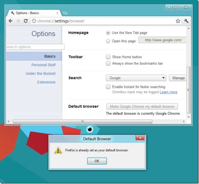 Establecer el navegador predeterminado en Windows 8 para enlaces de aplicaciones de escritorio o de terceros