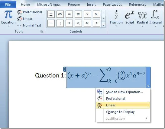 Fügen Sie mathematische Gleichungen mit dem Formel-Editor von Word 2010 hinzu
