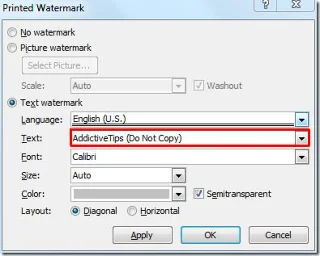 Wasserzeichen in Word 2010