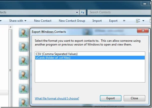 Windows 7：將 Windows 聯絡人轉換/匯出為 VCF 和 CSV 檔案格式