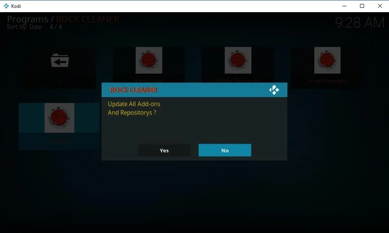 Очистите Kodi с помощью Rock Cleaner из репозитория Rock Crusher