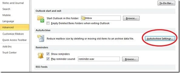 Outlook 2010: E-Mail-Nachrichten automatisch archivieren