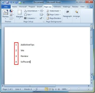Word 2010: Zeilennummer in Dokument einfügen