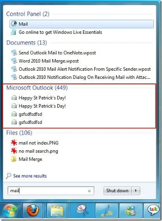 Outlook 2010-Suchindizierung