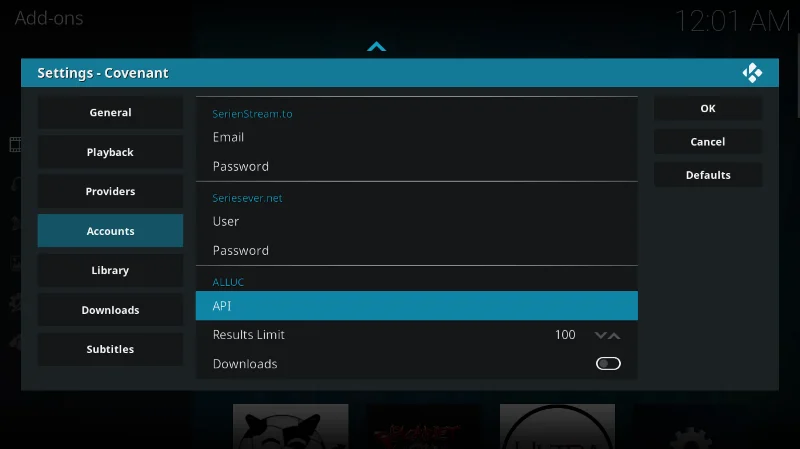 Aggiungi il provider Alluc: ottieni più link in Covenant