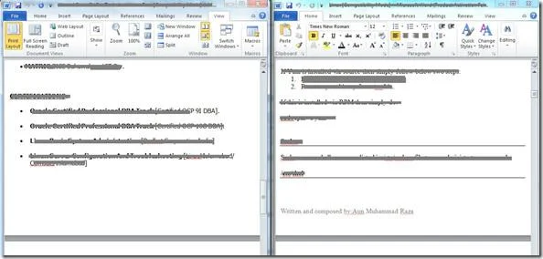 Microsoft Word 2010: Zwei Dokumente nebeneinander anzeigen
