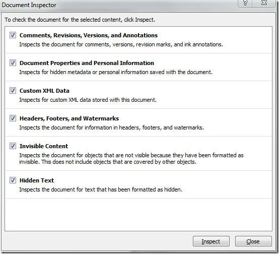 Preparare il documento Word 2010 per la distribuzione [Menu Prepara]