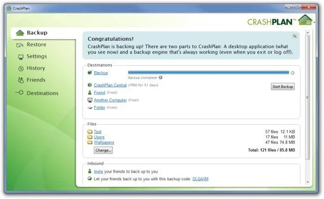 CrashPlan：將資料按計畫備份到本地、遠端和朋友的電腦