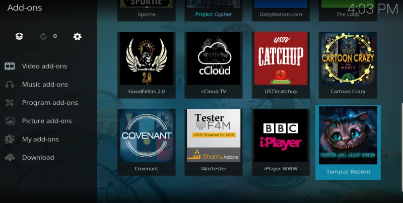 Transmissão de filmes de Natal com o complemento Tempus Reborn para Kodi