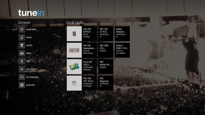 使用 TuneIn Radio 在 Windows 8 中收聽您喜愛的廣播電台