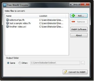 Converti in batch i video nel formato file WebM