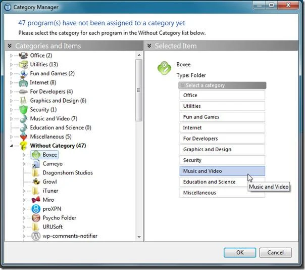 El práctico menú Inicio agrupa "Todos los programas" en categorías [Windows 7]